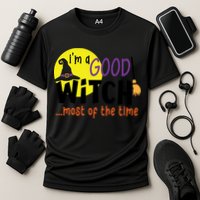 Im A Good Witch Most Of The Time Witch Hat Halloween Quote Cooling Performance Crew T-Shirt