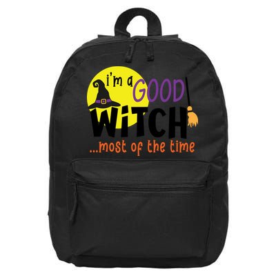 Im A Good Witch Most Of The Time Witch Hat Halloween Quote 16 in Basic Backpack