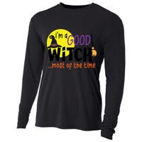 Im A Good Witch Most Of The Time Witch Hat Halloween Quote Cooling Performance Long Sleeve Crew