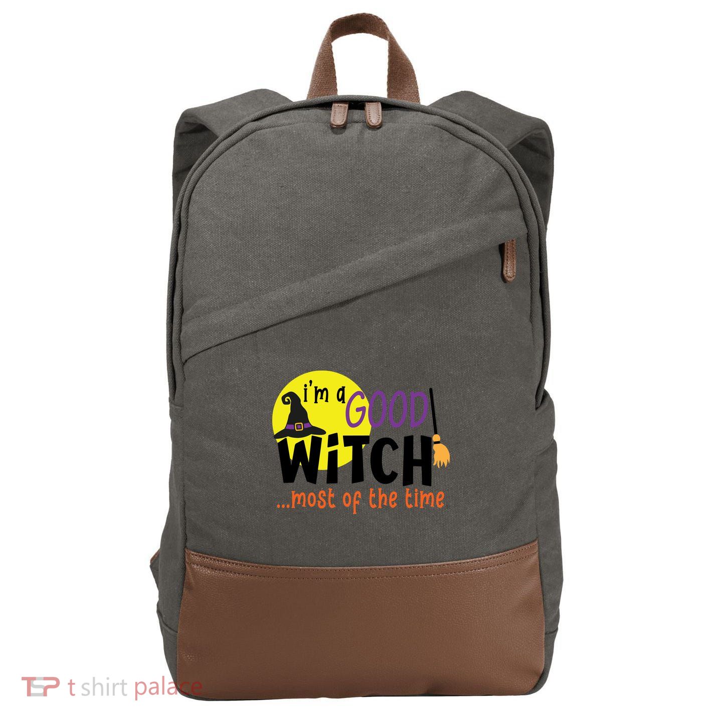 Im A Good Witch Most Of The Time Witch Hat Halloween Quote Cotton Canvas Backpack
