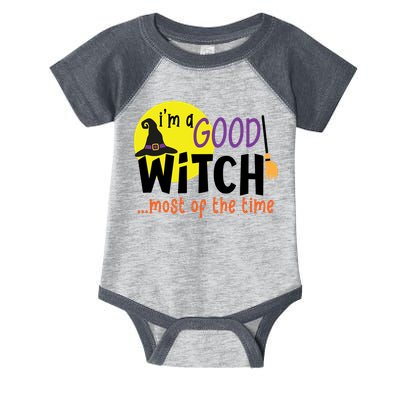Im A Good Witch Most Of The Time Witch Hat Halloween Quote Infant Baby Jersey Bodysuit