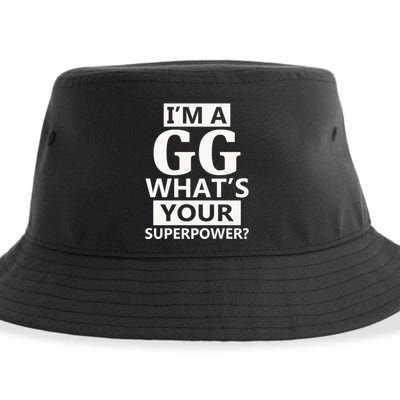 I'm A Gg What's Your Superpower Funny Great Grandma Sustainable Bucket Hat