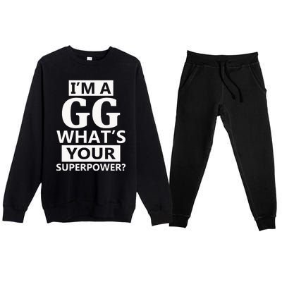 I'm A Gg What's Your Superpower Funny Great Grandma Premium Crewneck Sweatsuit Set