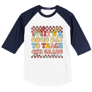 Its A Good Day To Teach Fourth Grade Groovy Teacher Baseball Sleeve Shirt