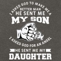 I Asked God To Make Me A Better Man He Sent Me my Son Cotton Canvas Backpack