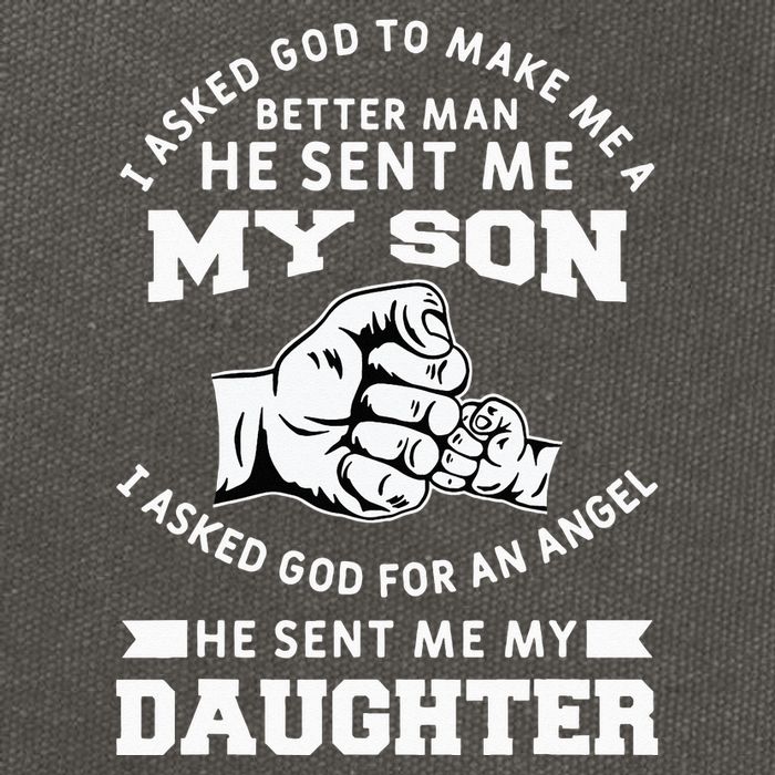 I Asked God To Make Me A Better Man He Sent Me my Son Cotton Canvas Backpack