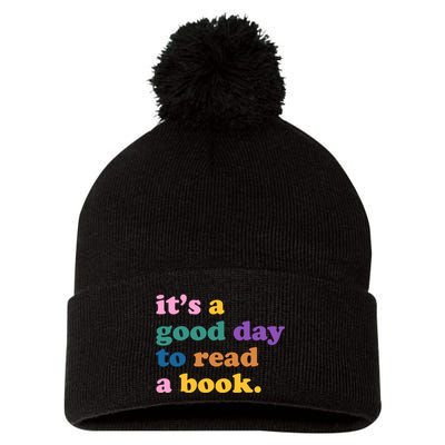 Its A Good Day To Read A Book Colorful Pom Pom 12in Knit Beanie