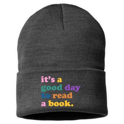 Its A Good Day To Read A Book Colorful Sustainable Knit Beanie