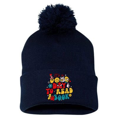 Its A Good Day To Read A Book Reading Day Cat Teachers Pom Pom 12in Knit Beanie