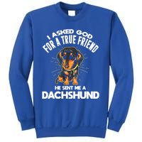 I Asked God For A True Friend Doxie Dad And Mom Dachshund Gift Sweatshirt