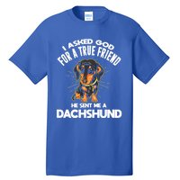 I Asked God For A True Friend Doxie Dad And Mom Dachshund Gift Tall T-Shirt