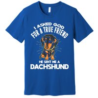 I Asked God For A True Friend Doxie Dad And Mom Dachshund Gift Premium T-Shirt