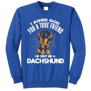 I Asked God For A True Friend Doxie Dad And Mom Dachshund Gift Tall Sweatshirt