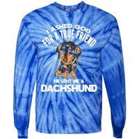 I Asked God For A True Friend Doxie Dad And Mom Dachshund Gift Tie-Dye Long Sleeve Shirt