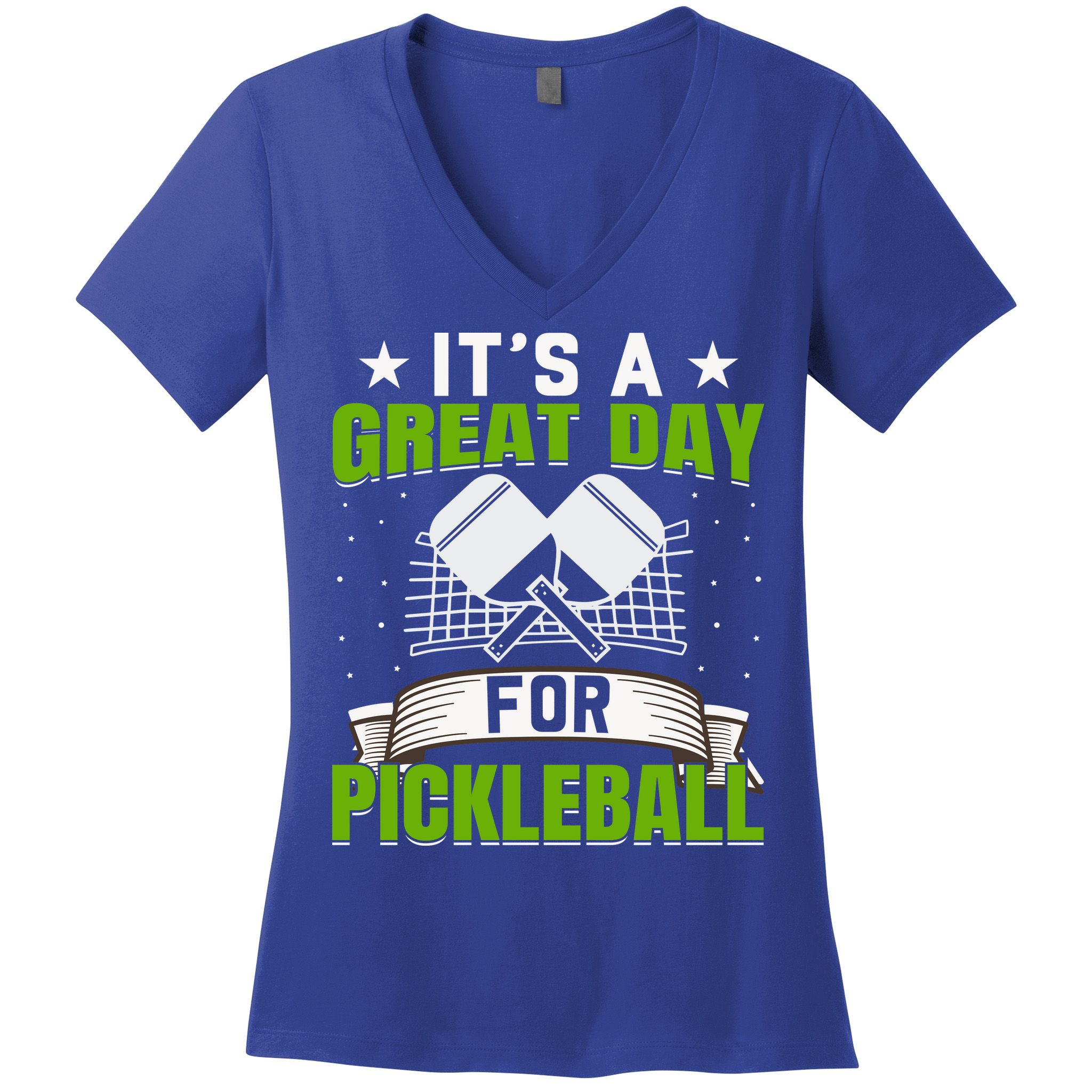 It's A Great Day Pickleball Paddle Gift Women's V-Neck T-Shirt