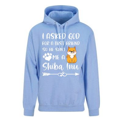 I Asked God For A True Friend He Sent Me A Shiba Inu Mom Cool Gift Unisex Surf Hoodie