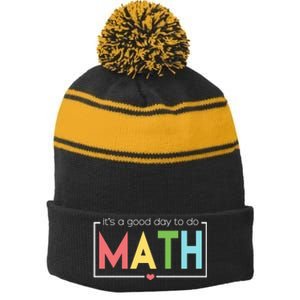 Its A Good Day To Do Math Stripe Pom Pom Beanie