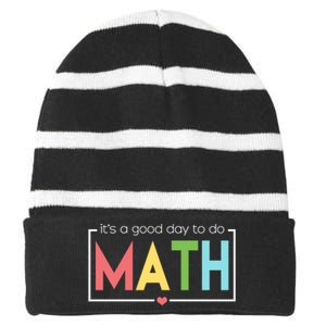 Its A Good Day To Do Math Striped Beanie with Solid Band