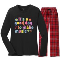 It's A Good Day To Make Groovy Music Teacher Women's Long Sleeve Flannel Pajama Set 