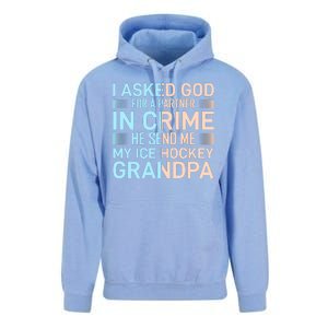 I Asked God For A Partner In Crime He Send Me My Ice Hockey Grandpa Unisex Surf Hoodie