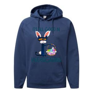 It's All Good In Kindergarten Funny Cat Bunny Costume Easter Day Easter Eggs Performance Fleece Hoodie