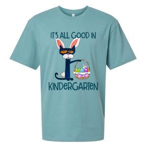 It's All Good In Kindergarten Funny Cat Bunny Costume Easter Day Easter Eggs Sueded Cloud Jersey T-Shirt