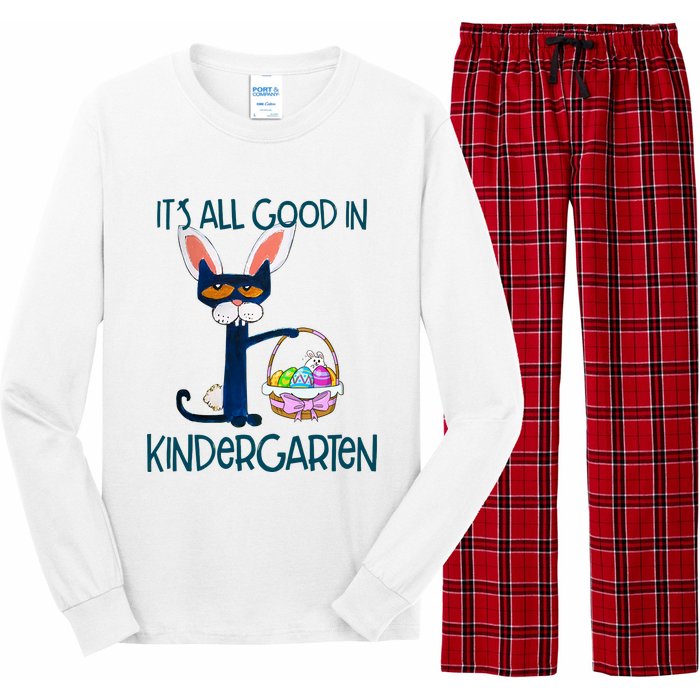 It's All Good In Kindergarten Funny Cat Bunny Costume Easter Day Easter Eggs Long Sleeve Pajama Set