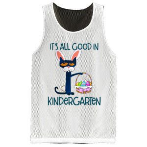 It's All Good In Kindergarten Funny Cat Bunny Costume Easter Day Easter Eggs Mesh Reversible Basketball Jersey Tank