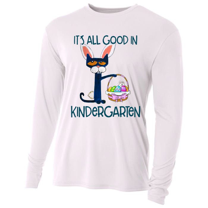 It's All Good In Kindergarten Funny Cat Bunny Costume Easter Day Easter Eggs Cooling Performance Long Sleeve Crew