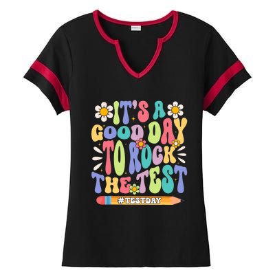 ItS A Good Day To Rock The Test Groovy Testing Motivation Ladies Halftime Notch Neck Tee