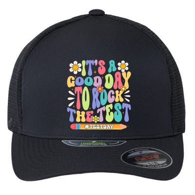 ItS A Good Day To Rock The Test Groovy Testing Motivation Flexfit Unipanel Trucker Cap