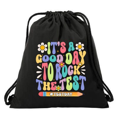 ItS A Good Day To Rock The Test Groovy Testing Motivation Drawstring Bag