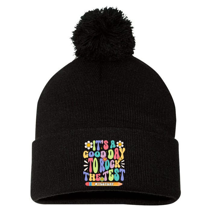 ItS A Good Day To Rock The Test Groovy Testing Motivation Pom Pom 12in Knit Beanie