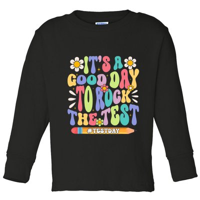 ItS A Good Day To Rock The Test Groovy Testing Motivation Toddler Long Sleeve Shirt