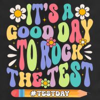 ItS A Good Day To Rock The Test Groovy Testing Motivation Microfiber Hand Towel