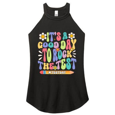 ItS A Good Day To Rock The Test Groovy Testing Motivation Women's Perfect Tri Rocker Tank
