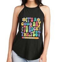 ItS A Good Day To Rock The Test Groovy Testing Motivation Women's Perfect Tri Rocker Tank
