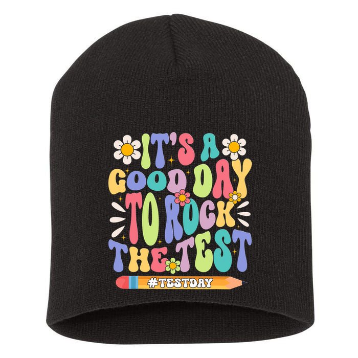 ItS A Good Day To Rock The Test Groovy Testing Motivation Short Acrylic Beanie