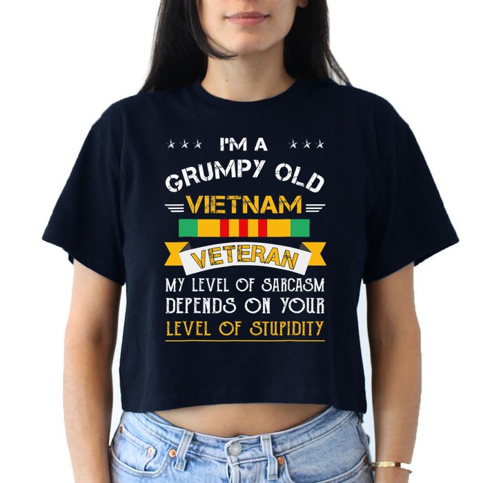 Im A Grumpy Old Vietnam Veteran Women's Crop Top Tee