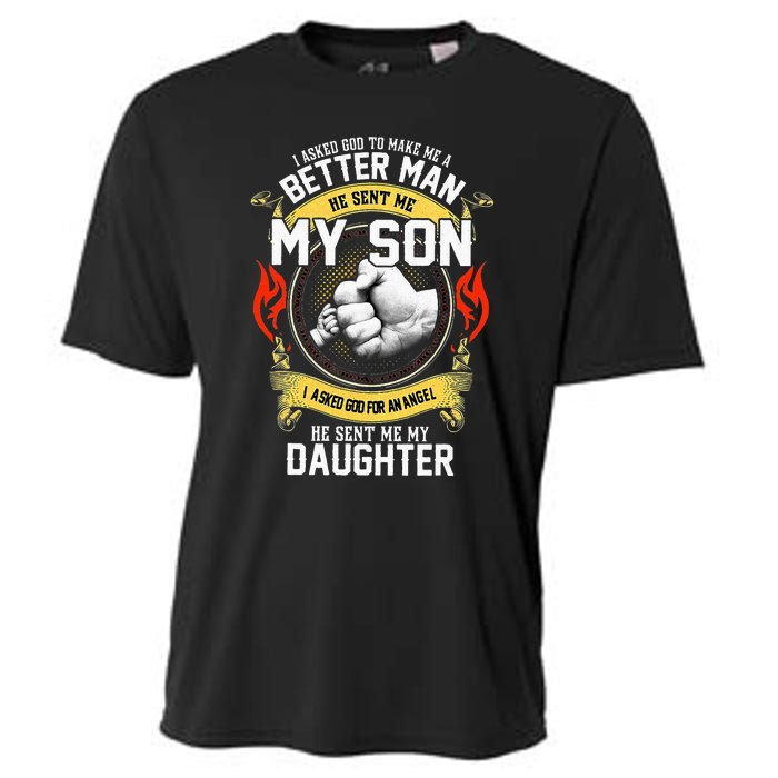 I Asked God To Make Me A Better Man He Sent Me My Son Cooling Performance Crew T-Shirt