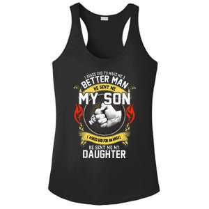 I Asked God To Make Me A Better Man He Sent Me My Son Ladies PosiCharge Competitor Racerback Tank