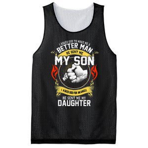 I Asked God To Make Me A Better Man He Sent Me My Son Mesh Reversible Basketball Jersey Tank