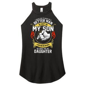 I Asked God To Make Me A Better Man He Sent Me My Son Women's Perfect Tri Rocker Tank