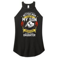 I Asked God To Make Me A Better Man He Sent Me My Son Women's Perfect Tri Rocker Tank