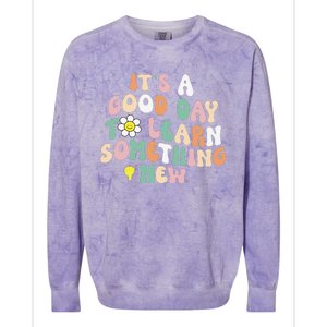 It's A Good Day To Learn Something New Retro Back To School Colorblast Crewneck Sweatshirt