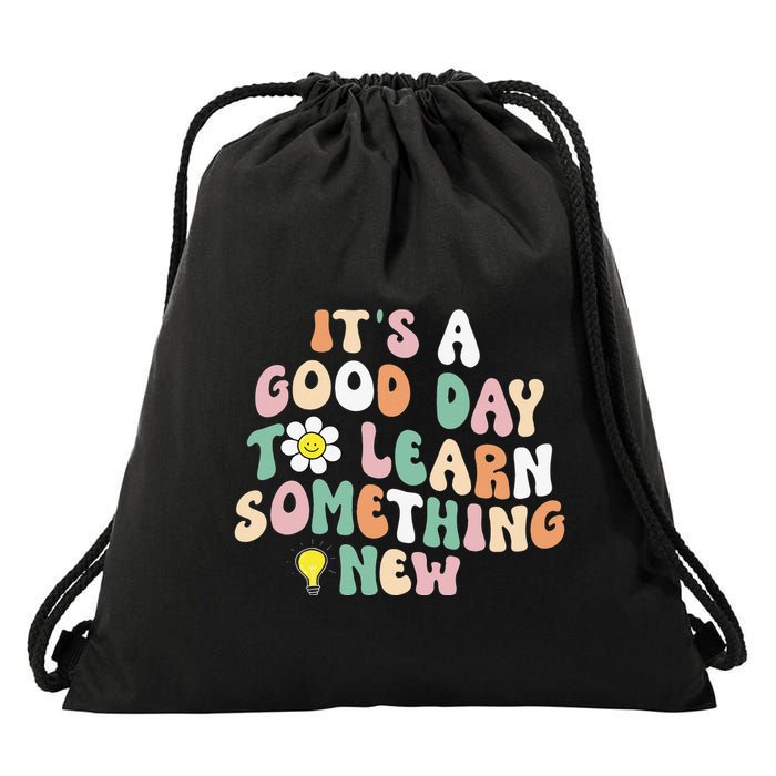 It's A Good Day To Learn Something New Retro Back To School Drawstring Bag