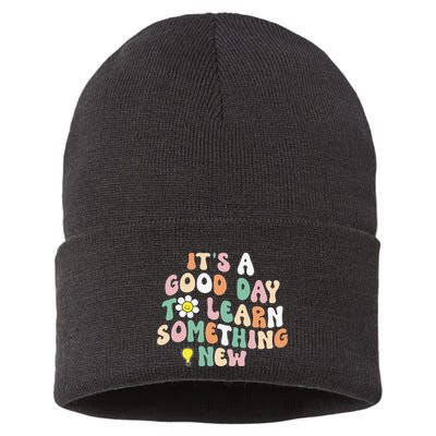 It's A Good Day To Learn Something New Retro Back To School Sustainable Knit Beanie