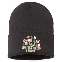 It's A Good Day To Learn Something New Retro Back To School Sustainable Knit Beanie