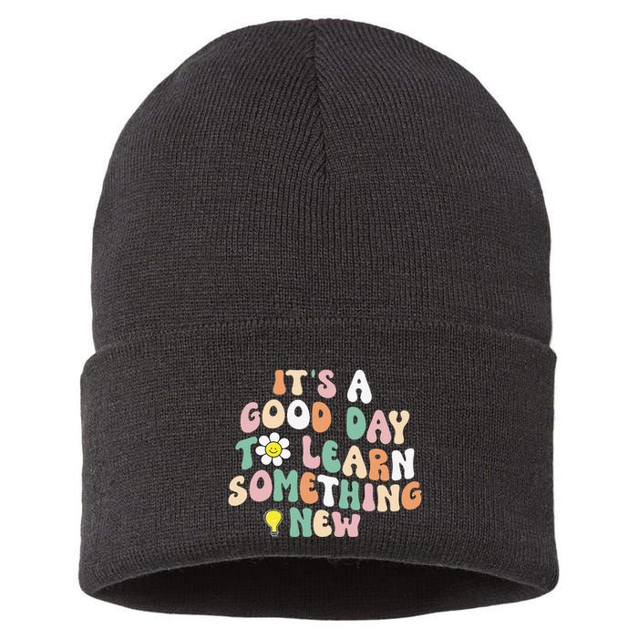It's A Good Day To Learn Something New Retro Back To School Sustainable Knit Beanie