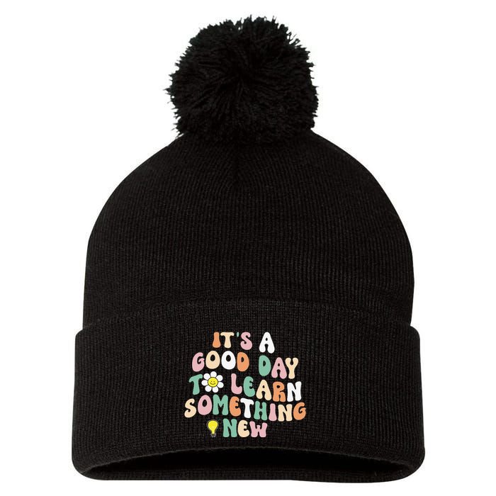 It's A Good Day To Learn Something New Retro Back To School Pom Pom 12in Knit Beanie